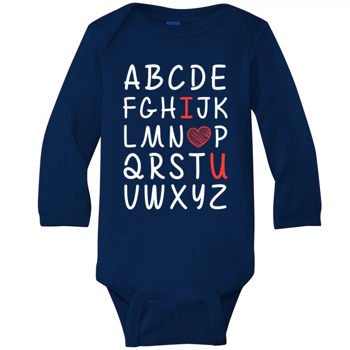 English Teacher Valentines Alphabet Abc I Love You Gift Baby Long Sleeve Bodysuit