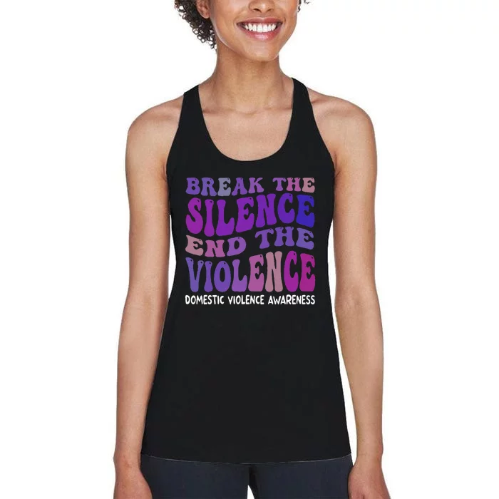 End The Violence Domestic Violence Awareness Groovy Women's Racerback Tank