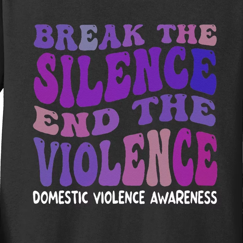 End The Violence Domestic Violence Awareness Groovy Kids Long Sleeve Shirt