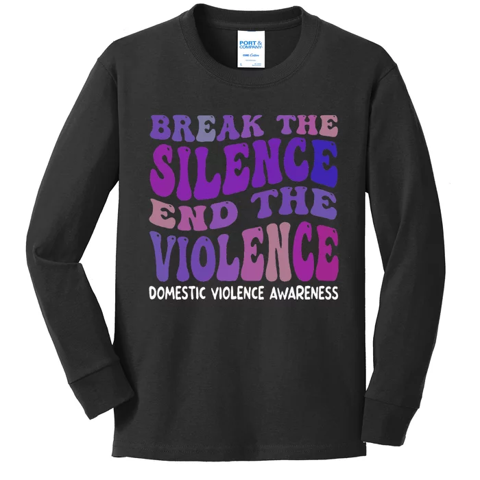 End The Violence Domestic Violence Awareness Groovy Kids Long Sleeve Shirt