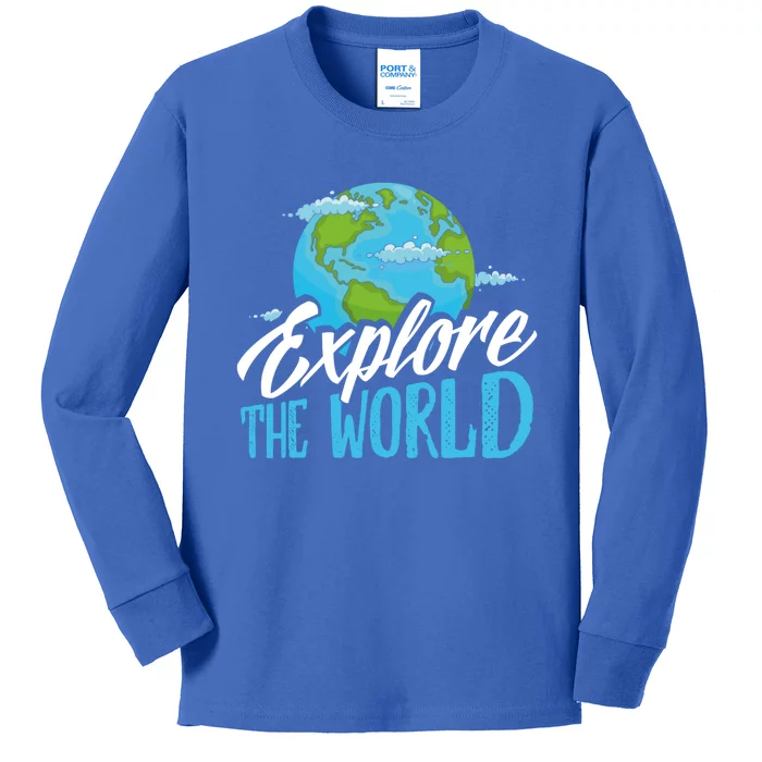 Explore The World Bucket List Goals 7 Continents Exploration Gift Kids Long Sleeve Shirt