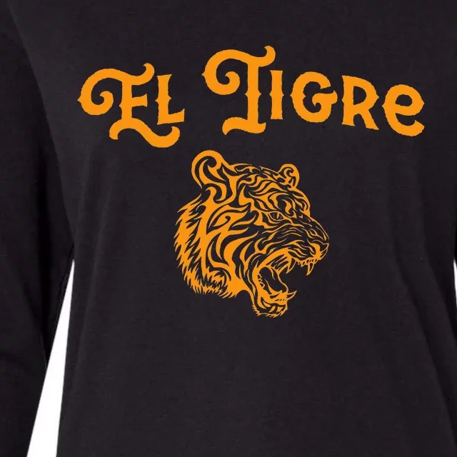 El Tigre With A Tiger Head Tiger Womens Cotton Relaxed Long Sleeve T-Shirt