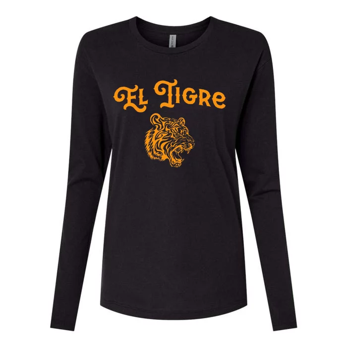 El Tigre With A Tiger Head Tiger Womens Cotton Relaxed Long Sleeve T-Shirt