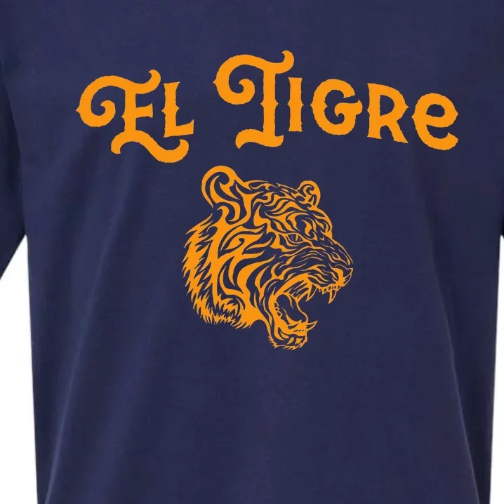 El Tigre With A Tiger Head Tiger Sueded Cloud Jersey T-Shirt