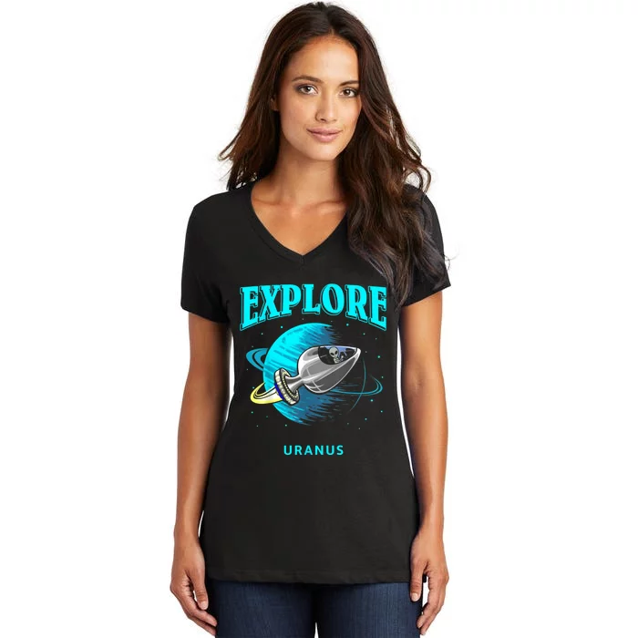 Explore Uranus Allien Women's V-Neck T-Shirt