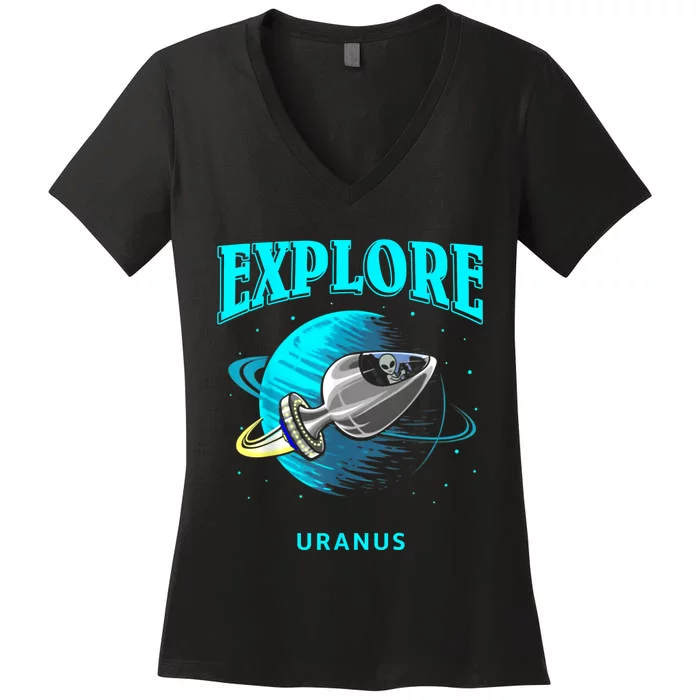 Explore Uranus Allien Women's V-Neck T-Shirt