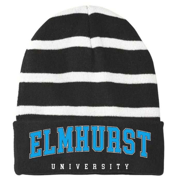 Elmhurst University Striped Beanie with Solid Band