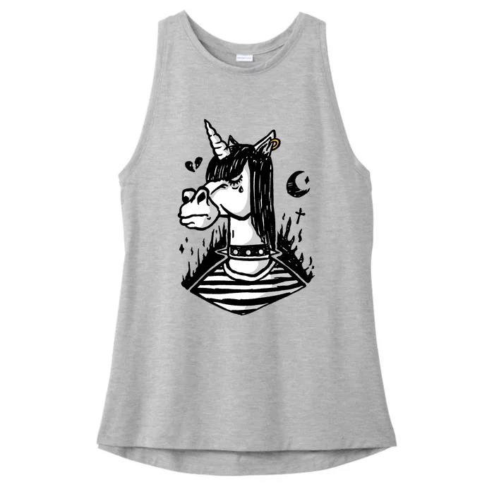 Emo Unicorn Ladies Tri-Blend Wicking Tank