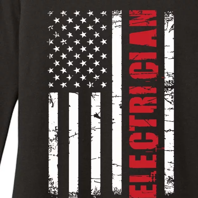 Electrician Usa Flag Lineman Electrical Worker Repairmen Womens CVC Long Sleeve Shirt