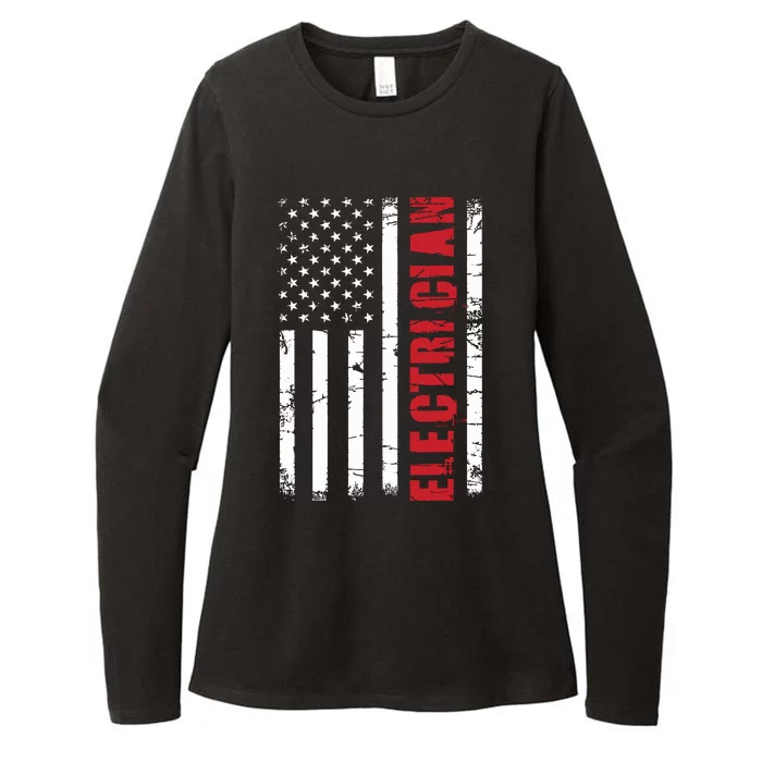 Electrician Usa Flag Lineman Electrical Worker Repairmen Womens CVC Long Sleeve Shirt