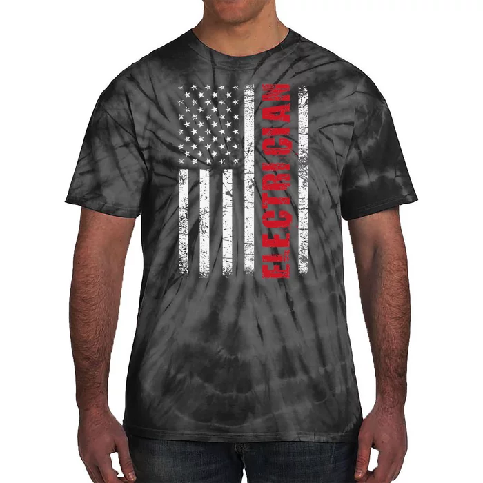 Electrician USA Flag Lineman Electrical Worker Repair Tie-Dye T-Shirt