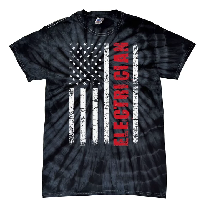 Electrician USA Flag Lineman Electrical Worker Repair Tie-Dye T-Shirt