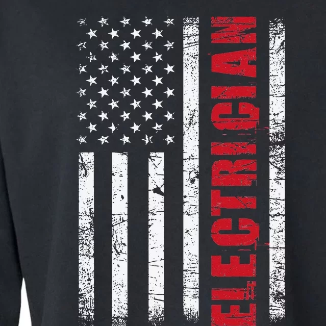 Electrician USA Flag Lineman Electrical Worker Repair Cropped Pullover Crew