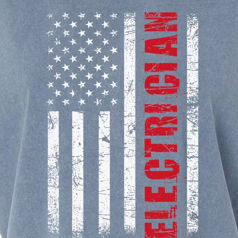 Electrician USA Flag Lineman Electrical Worker Repair Garment-Dyed Women's Muscle Tee