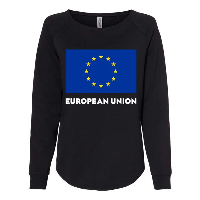 European Union Flag Blue Yellow Gift Womens California Wash Sweatshirt