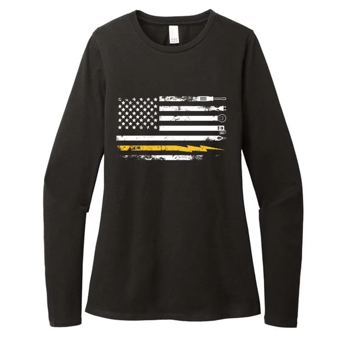 Electrician Us Flag Electricians Tools Gift Womens CVC Long Sleeve Shirt