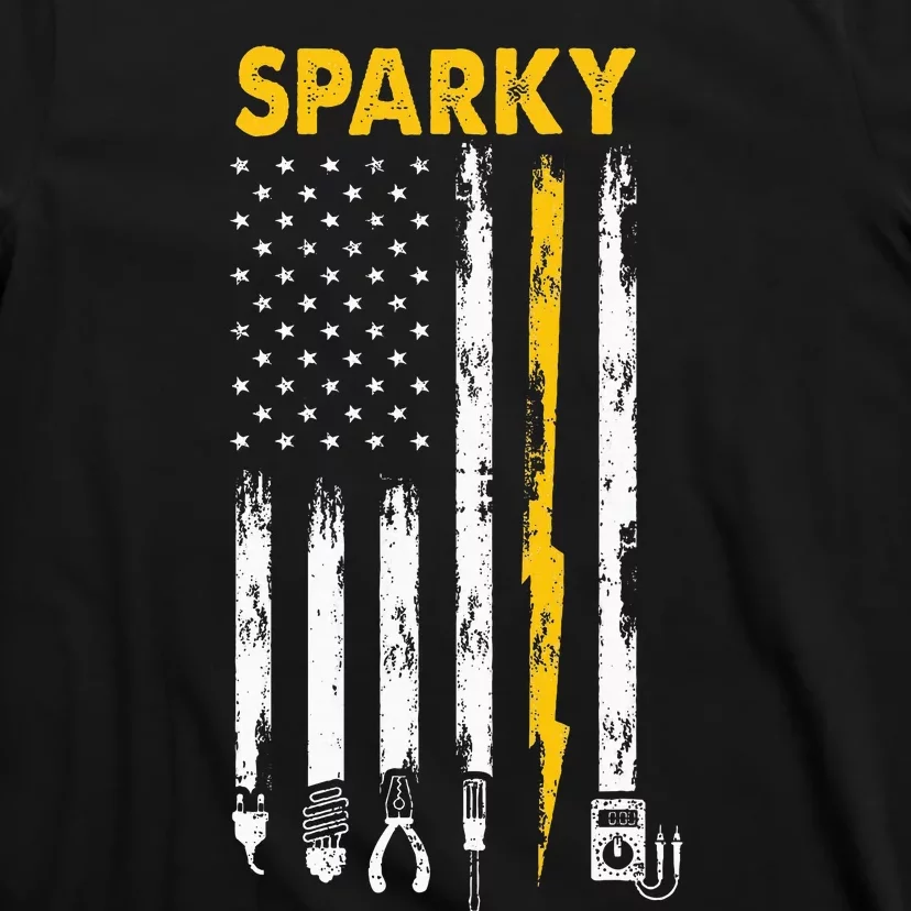 Electrician Us Flag Sparky Tools T-Shirt