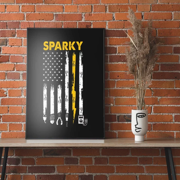 Electrician Us Flag Sparky Tools Poster