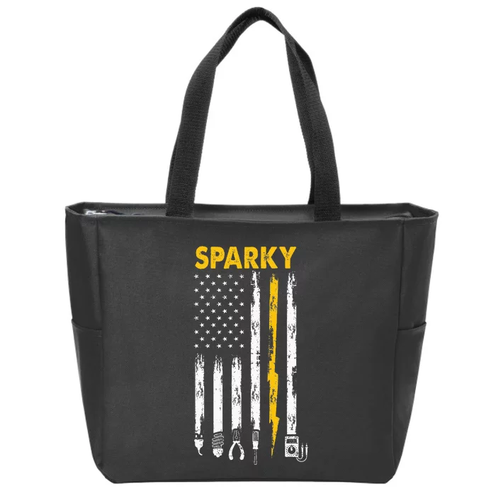 Electrician Us Flag Sparky Tools Zip Tote Bag