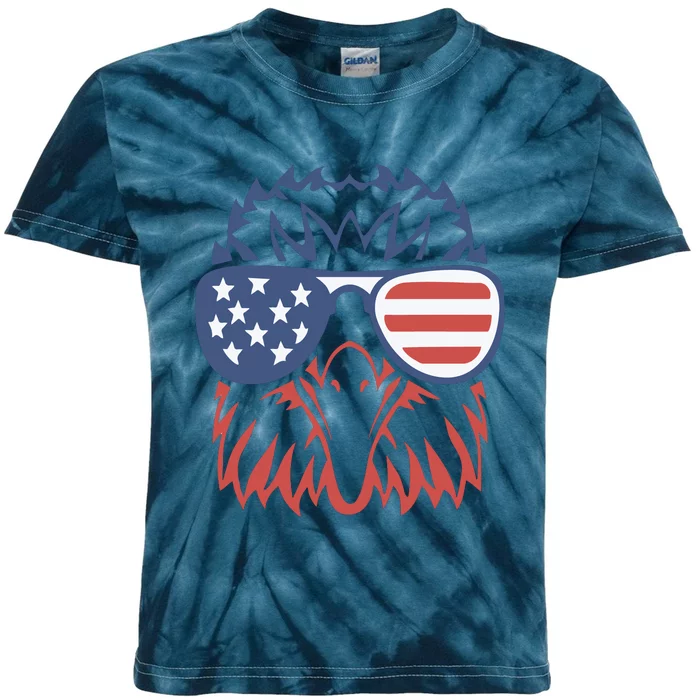 Eagle USA Flag 4th Of July Sunglasses Funny Patriotic Eagle Kids Tie-Dye T-Shirt