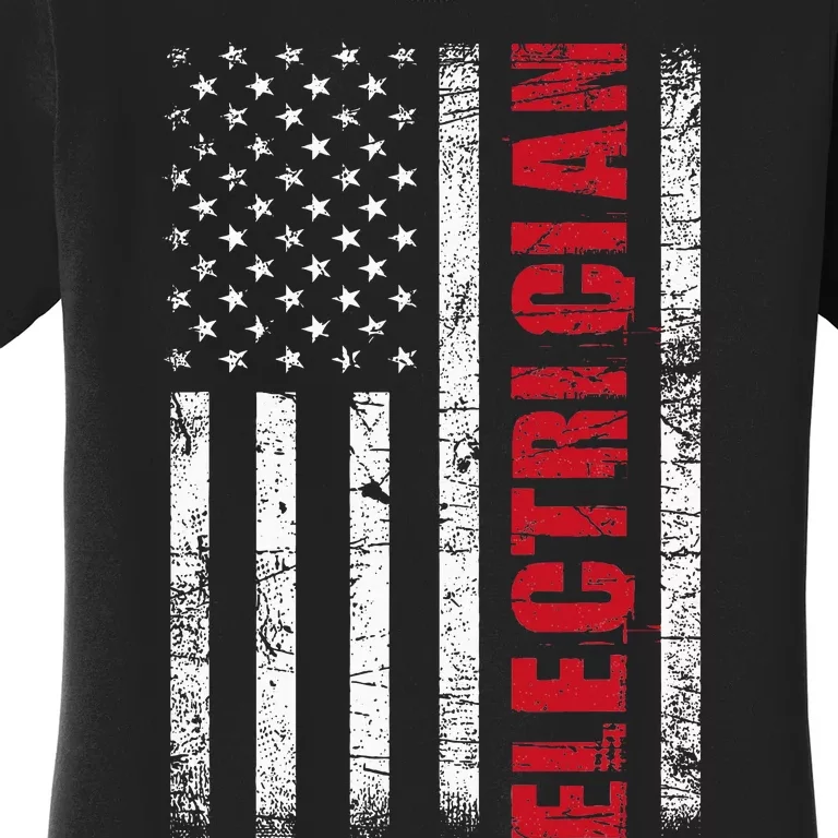 Electrician Usa Flag Lineman Electrical Worker Repairmen Women's T-Shirt