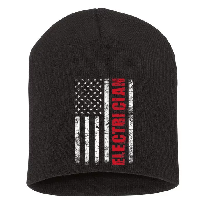 Electrician Usa Flag Lineman Electrical Worker Repairmen Short Acrylic Beanie