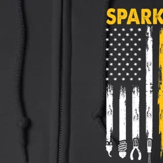 Electrician US Flag Sparky Tools Full Zip Hoodie