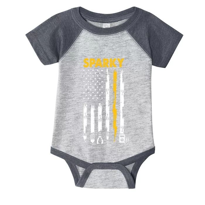 Electrician US Flag Sparky Tools Infant Baby Jersey Bodysuit