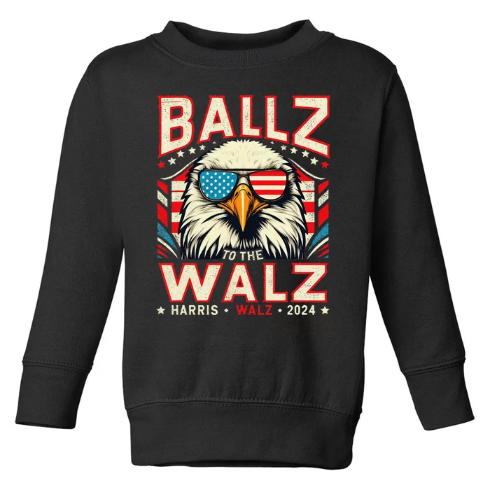 Eagle Usa Flag Ballz To The Walz Harris Walz 2024 Graphic Gift Toddler Sweatshirt