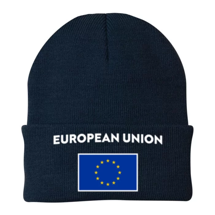 European Union Flag Blue Yellow Cool Gift Knit Cap Winter Beanie