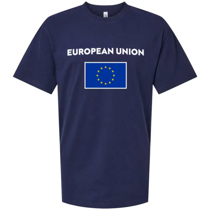 European Union Flag Blue Yellow Cool Gift Sueded Cloud Jersey T-Shirt