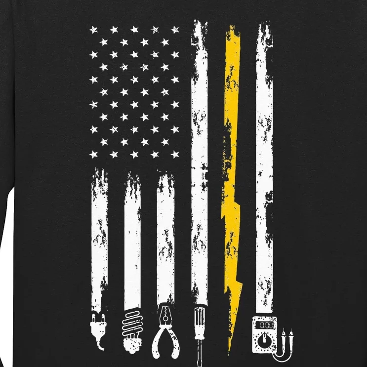 Electrician US Flag Tools for Electricians Long Sleeve Shirt