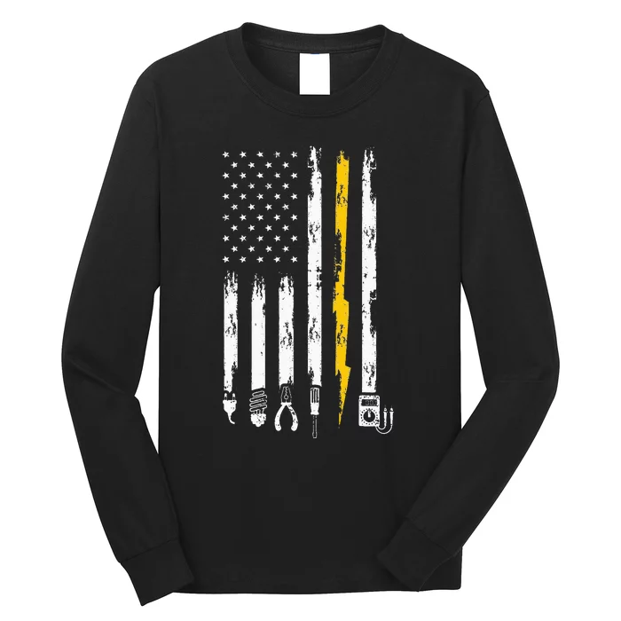 Electrician US Flag Tools for Electricians Long Sleeve Shirt