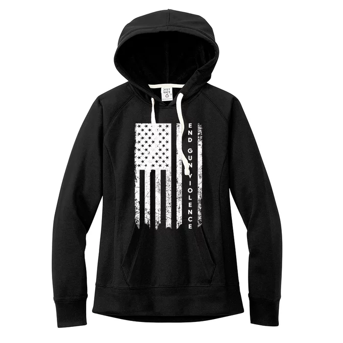 Enough USA Flag End Gun Violence Women's Fleece Hoodie