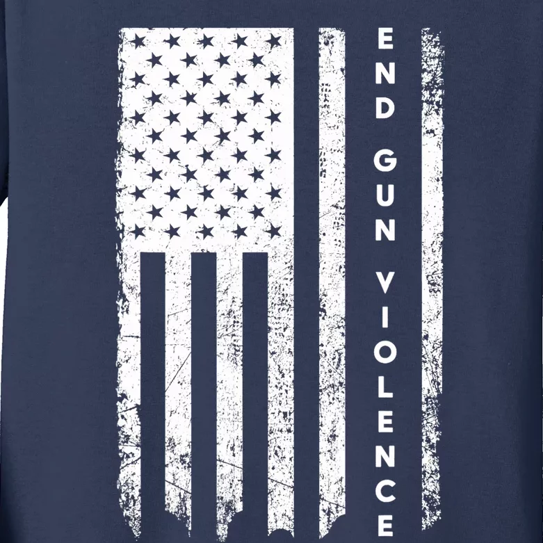 Enough USA Flag End Gun Violence Kids Long Sleeve Shirt