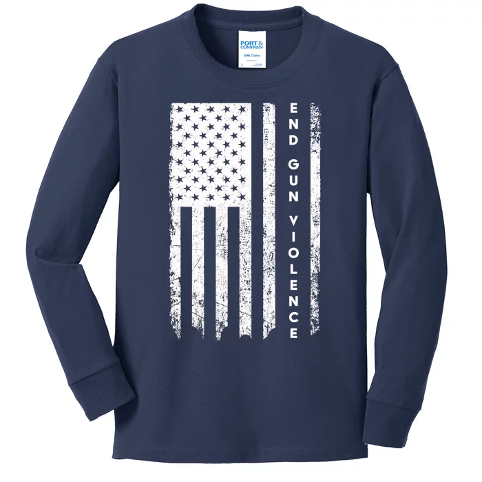 Enough USA Flag End Gun Violence Kids Long Sleeve Shirt