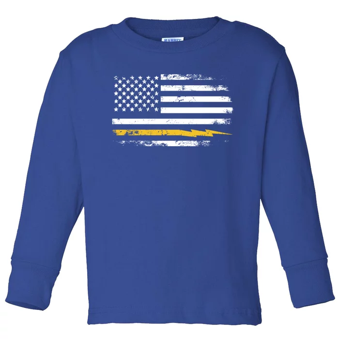 Electrician Us Flag Meaningful Gift Toddler Long Sleeve Shirt