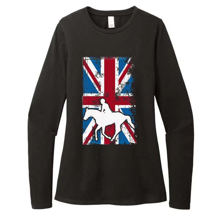 Equestrian Uk Flag United Kingdom Horse Silhouette Womens CVC Long Sleeve Shirt