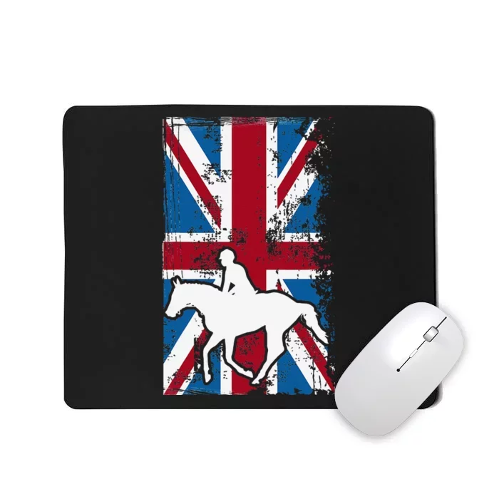 Equestrian Uk Flag United Kingdom Horse Silhouette Mousepad