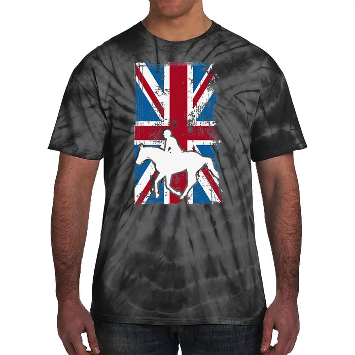 Equestrian Uk Flag United Kingdom Horse Silhouette Tie-Dye T-Shirt