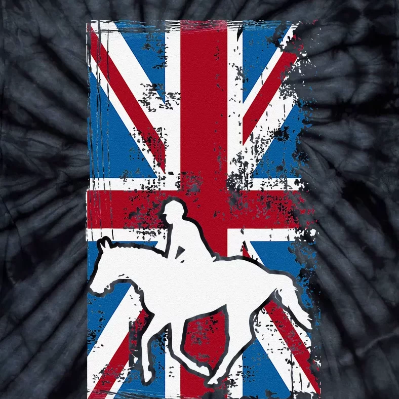 Equestrian Uk Flag United Kingdom Horse Silhouette Tie-Dye T-Shirt