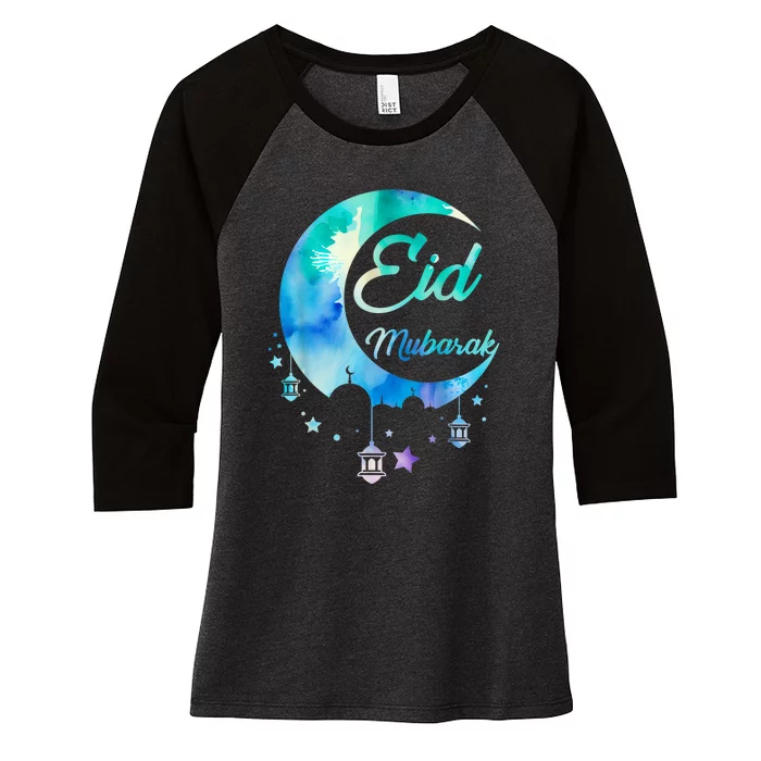 Eid Ul Fitr Mubarak Women's Tri-Blend 3/4-Sleeve Raglan Shirt