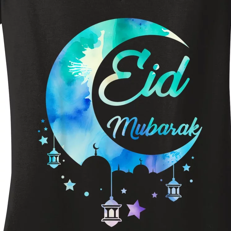 Eid Ul Fitr Mubarak Women's V-Neck T-Shirt