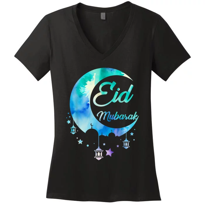 Eid Ul Fitr Mubarak Women's V-Neck T-Shirt