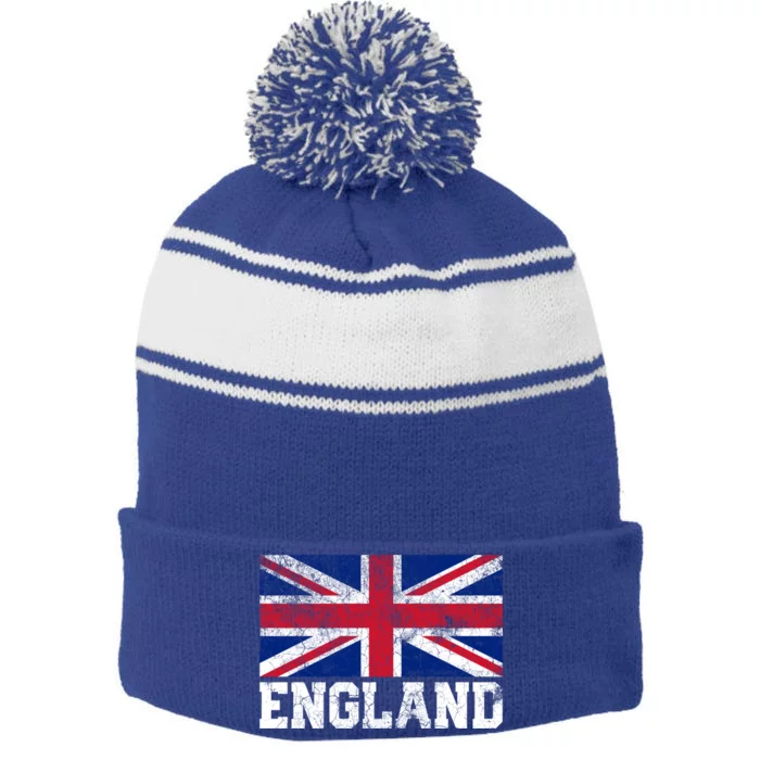 England Union Jack Flag Pride Roots Country Family Nation Cute Gift Stripe Pom Pom Beanie