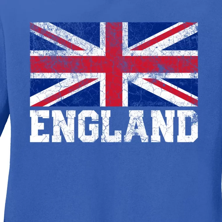 England Union Jack Flag Pride Roots Country Family Nation Funny Gift Ladies Long Sleeve Shirt