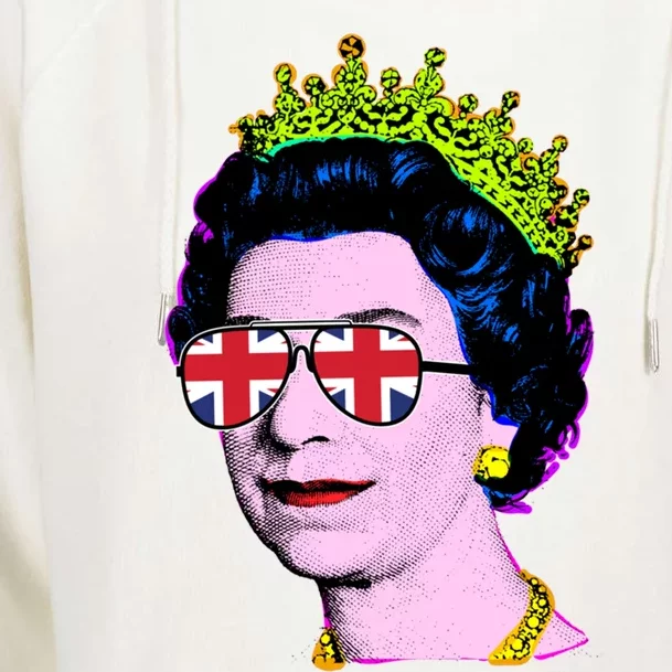 Elizabeth Union Jack Sunglasses Pop Art Queen Of England Great Gift Womens Funnel Neck Pullover Hood