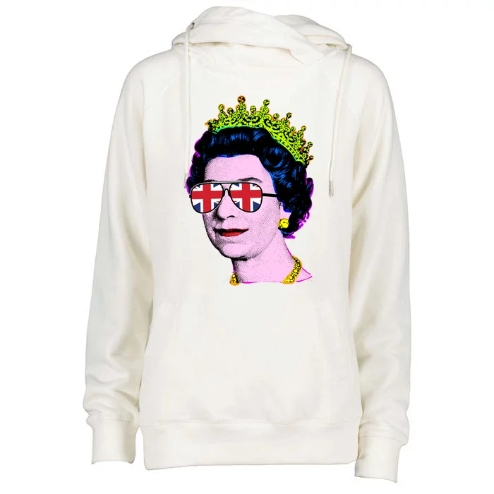 Elizabeth Union Jack Sunglasses Pop Art Queen Of England Great Gift Womens Funnel Neck Pullover Hood