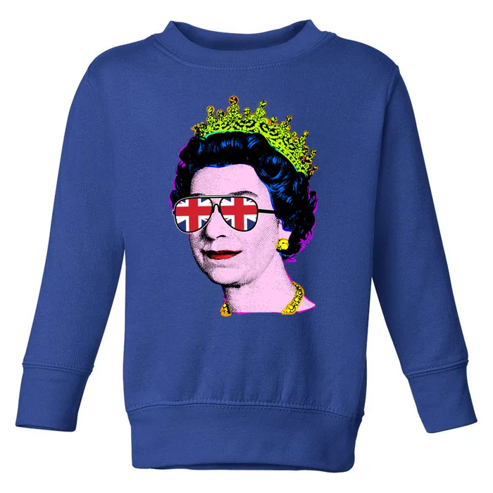 Elizabeth Union Jack Sunglasses Pop Art Queen Of England Great Gift Toddler Sweatshirt