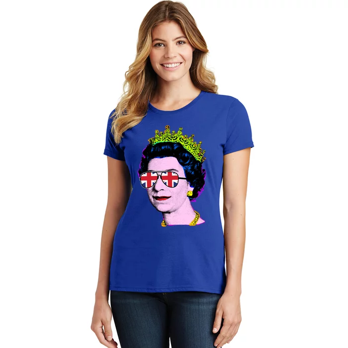 Elizabeth Union Jack Sunglasses Pop Art Queen Of England Great Gift Women's T-Shirt